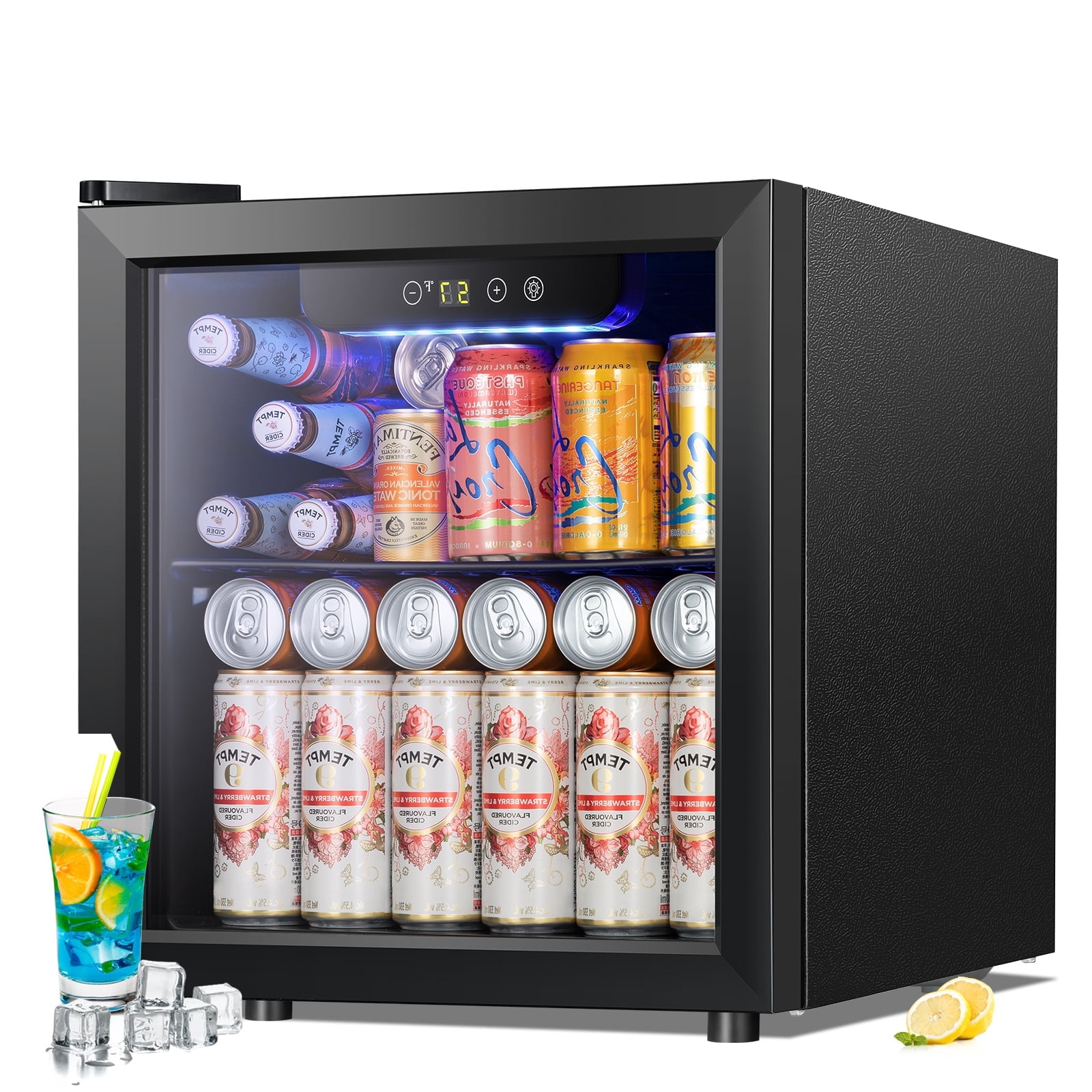 WAA 1.3 Cu.Ft Beverage Cooler,12 Bottles and 48 Cans Mini Refrigerator,Electronic Touch LED Light,Home/Bar/Office