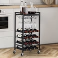 thumbnail image 1 of 16 Bottles Free Standing Wine Rack with 9 Glass Holders for Kitchen, Dining Room, Living Room, 1 of 5