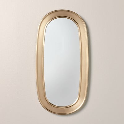 16" Brass Finish Oval Mirror