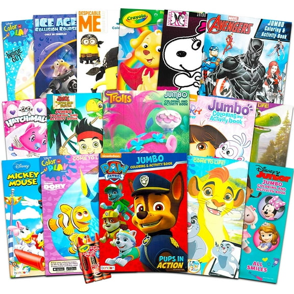 Bulk Coloring Books 16 for Kids Ages 4-8 - Assortment Includes 16 Books with Games, Puzzles, Mazes and Stickers (No Duplicates) 32