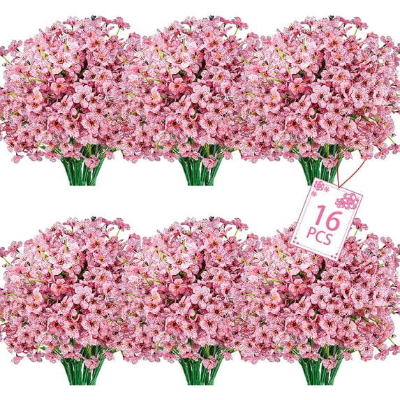 16 Bundles Artificial Fall Flowers No Fade Faux Autumn Plants, Fake Indoor Outdoor Greenery for Thanksgiving Table Centerpiece Christmas Wedding Party Home Garden Fireplace Décor (Orange)