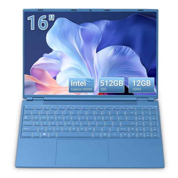 16" FHD Laptop, Intel N5095 Processor, 12GB RAM 512GB SSD, Windows 11,Portable Computer for Work & Student