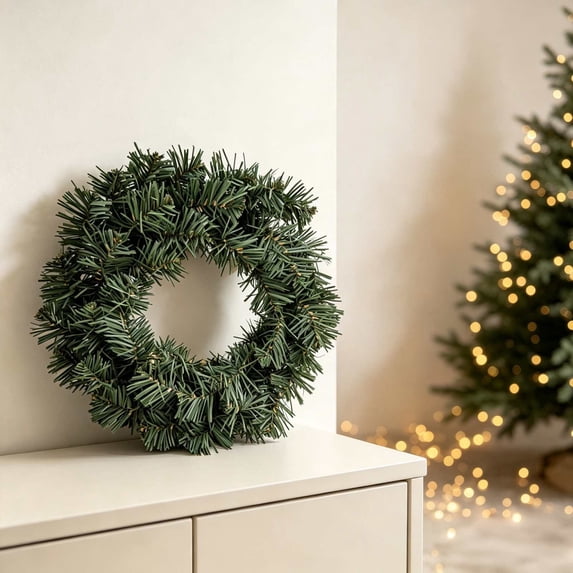 16" Canadian Pine Artificial Christmas Wreath, Faux Pine Christmas Wreath, Seasonal Indoor Home Decor