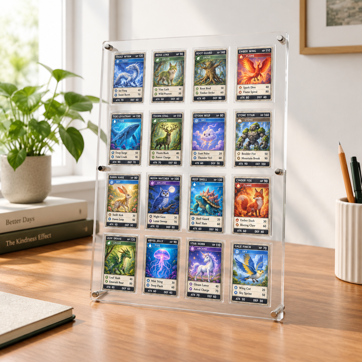 16 Cards Small Trading Card Display Frame with Slim UV Holders for ...