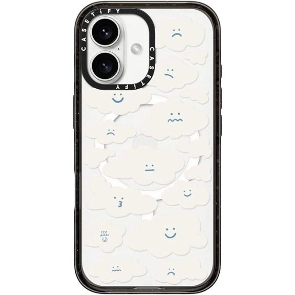 16 Case (6.1" Screen) with 8.2 ft Drop Protection, Cute Cloud Design, Black