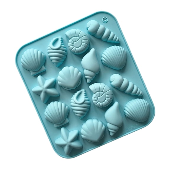 16 Cavity Sea Theme Silicone Baking Molds For Chocolate Candy Shell Starfishes Heat Resistant Grade Mould