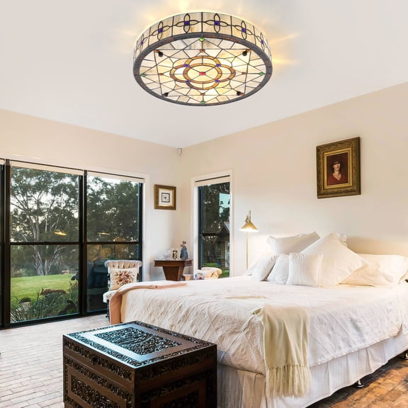 16'' Ceiling Lamp Round Ceiling Light Colorful For Bedroom Living Room Hotel