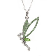 16" Chain Sparkling Tinker Bell Fairy Necklace with Green Crystals & Marquise Leaf   NE-N4853GN-WM