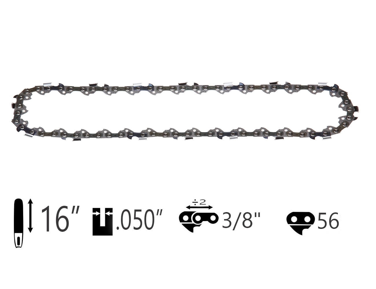 "16"" Saw Chain Replacement for Husqvarna, Poulan, Ryobi RY3716, 3/8