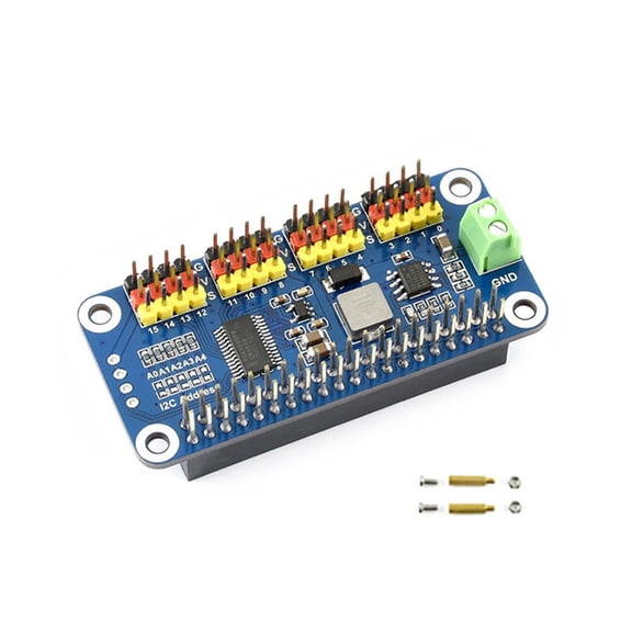 16-Channel for PWM Driver Module With I2C Interface, 12-Bit Resolution For Robotic Arms & Hexapods, For Raspberry Pi, 5V-12V Input, Compact PCB Board