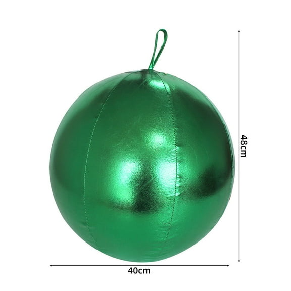 16" Christmas Inflatable Ball Ornament with Glitter Cloth Cover, Large PVC Xmas Blow up Ornaments Holiday Blow Ball for Yard Outdoor Lawn Porch Decorations (Green)