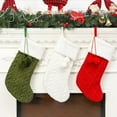 thumbnail image 1 of 16" Christmas Stockings, 3pcs Cable Knit Christmas Stockings with Plush Faux Fur for Family Holiday Decorations, Large Knitted Rustic Xmas Stockings, Cream,Burgundy,Green, 1 of 5