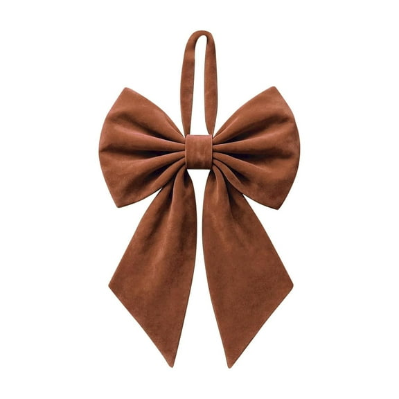 16" Christmas Tree Topper Bow, Large Bow for Decor, Birthday Party Backdrop, Ribbon Hanging Decor for Christmas Room Backdrop Wedding Party Coquette Room Decorations (Brown,Velvet)