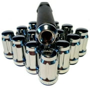 16 Chrome 6 Spline Wheel Locks 7/16 Drive Tuner Wheel Lug Nuts 7/16-20 With Key