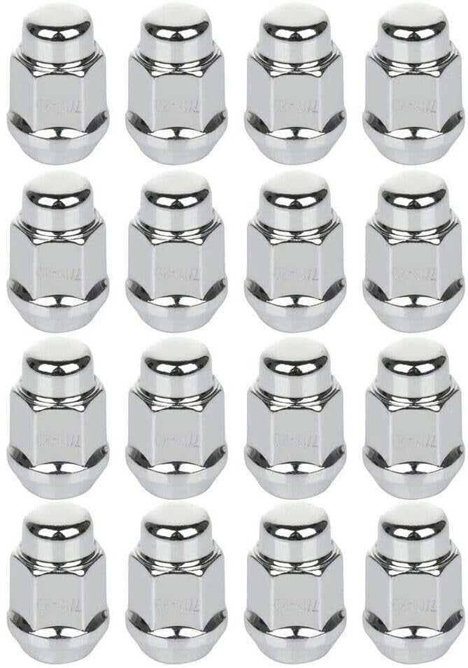 16 Chrome Bulge Acorn Lug Nuts 1.38" Inch Compatible with Ford Focus Fiesta EcoSport 12x1.5