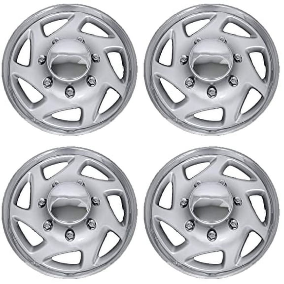 16" Chrome HubCaps Compatible With E150 E250 E350 E450 1999-2015 Excursion; 16 inch Steel Wheel Covers ; Chrome; Set Of 4 Packs
