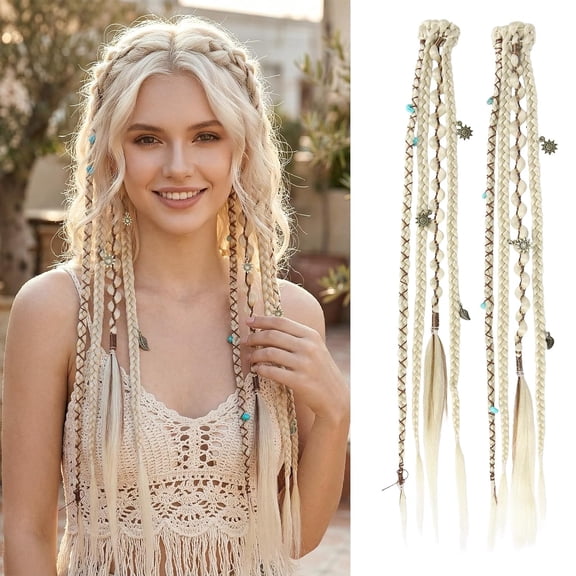 16" Clip in Dreadlocks Hair Extensions for Cosplay (Light Blonde)