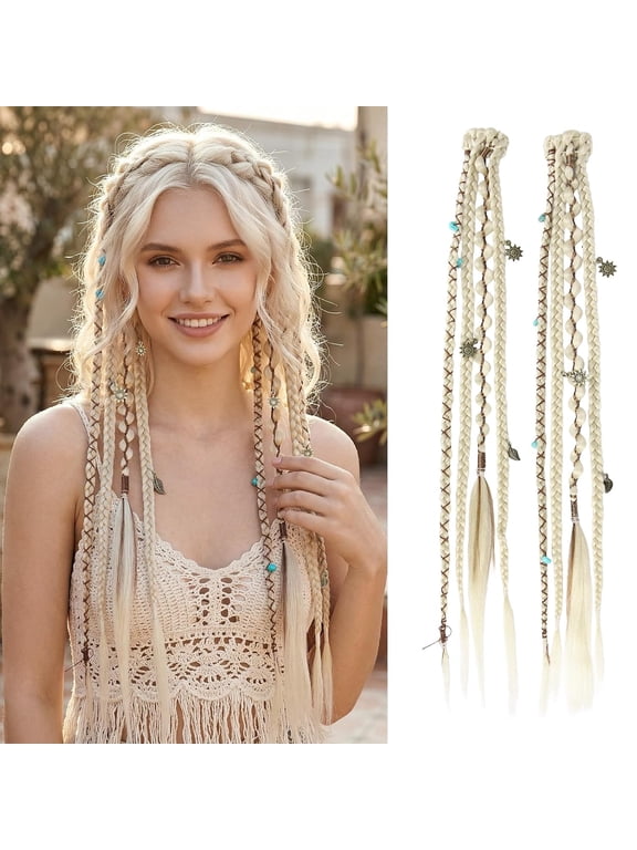 16" Clip in Dreadlocks Hair Extensions for Cosplay (Light Blonde)