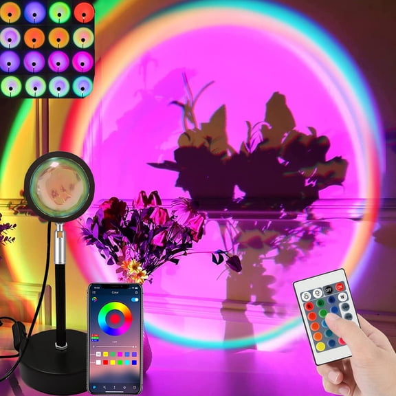 16 Color App Control Sunset Projection Lamp, 180 Degree Rotating Wireless LED Light for Bedroom Decor