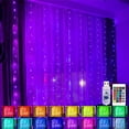 thumbnail image 1 of 16 Color Changing Window Curtain Lights?200Led Usb Powered Icicle Fairy String Lights With Remote Control, Twinkle Lights For Bedroom Parties,Weddings,Wall Decorations (9.8X9.8Ft Multi-Color), 1 of 3