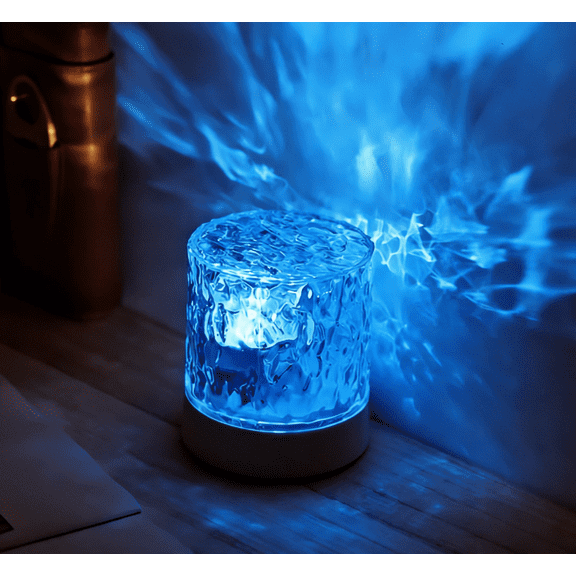 16-Color Crystal Water Wave Projector Lamp | Remote Control Mood Light for Bedroom & Home Ambiance
