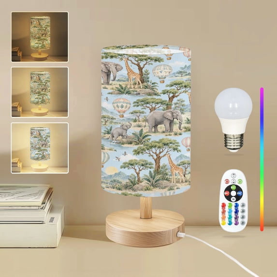 16-Color Dimmable Table Lamp for Bedroom, Whimsical Safari cartoon ...
