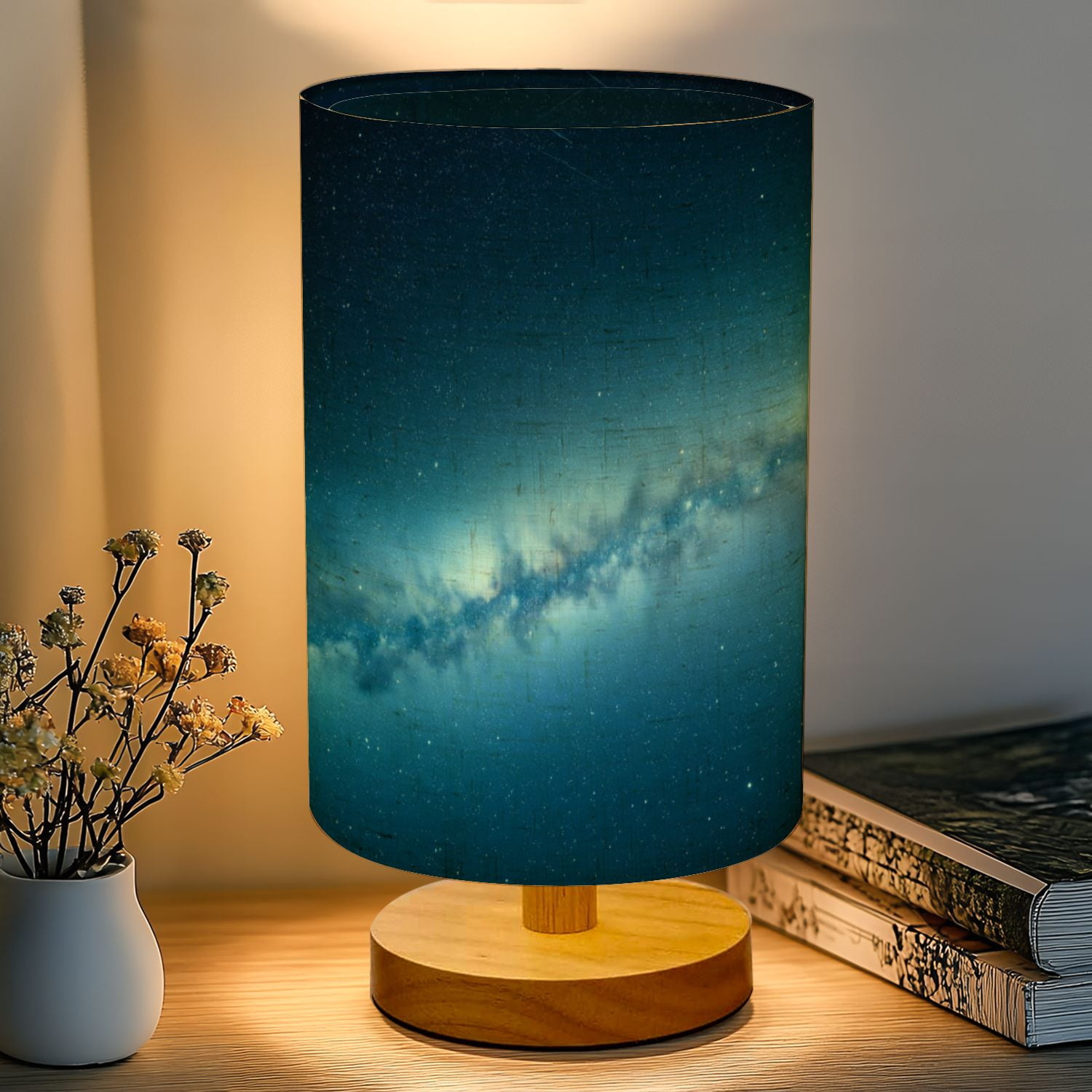 16-Color Dimmable Table Lamp, Milky Way Galaxy Starry Night Sky Blue ...