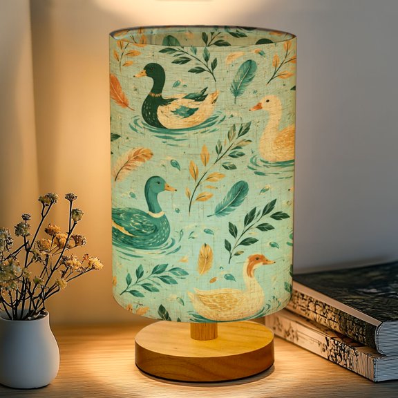 16-Color Dimmable Table Lamp, Serene Sunset Landscape Gentle Reflections Bedside Nightstand Light with Wood Base Fabric Shade, Gifts for Kids Bedroom Nursery Living Room Office