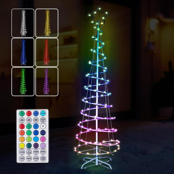 16 Color LED Lighted Artificial Tree Decor Indoor Outside with Remote,6FT