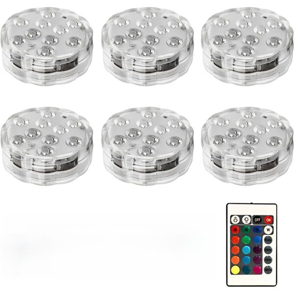 16 Color LED Lights with Remote & APP Waterproof Underwater, 4 Dynamic Modes, Battery Operated for Pool, Party & Aquarium