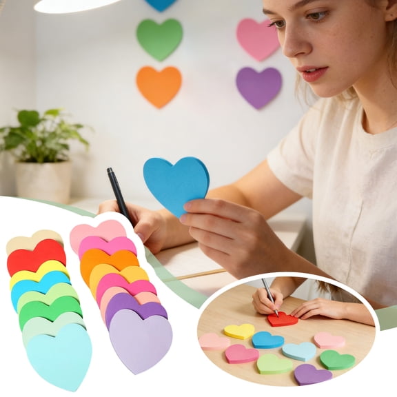 16 Color Macaron Heart Shape Sticky Notes, 800 Sheets in Box, 50 Sheets per Color, 7x7cm Bulk Memo Pads for Color Coding, Journaling, Planning, Office Organization, Takeout Rating, Gifts,Multicolor