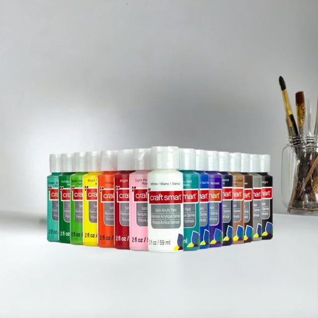 Craftsmart Color Chart Craft Smart® Art Supplies Set - 16 Color Satin Acrylic Paint Value Pack ...