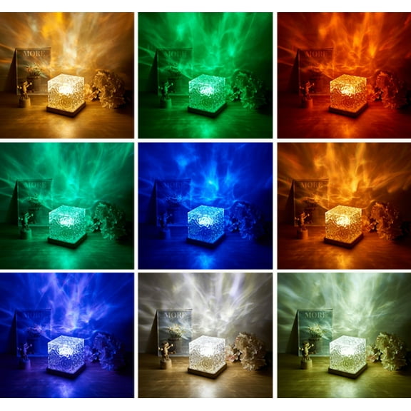 16-Color Star Sky Aurora Ocean Wave Projector Lamp with Remote & App Control - 3D Tesseract Galactic LED Ceiling Light, Rechargeable Portable Decor for Bedroom Bar Party Christmas Birthday Gift