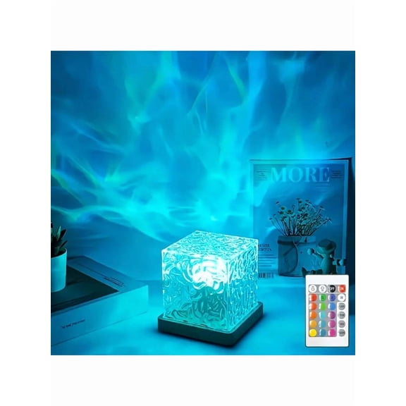 16-Color Wave LED Night Light with Remote, Dimmable & Auto Rotation, USB Powered Ceiling Projector for Home Decor, Christmas Halloween Thanksgiving Party