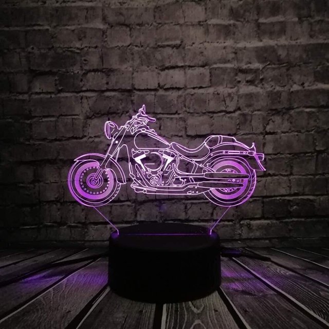 16 Colors 3D Illusion Visual Desk Lamp Led Motorcycle Table Night