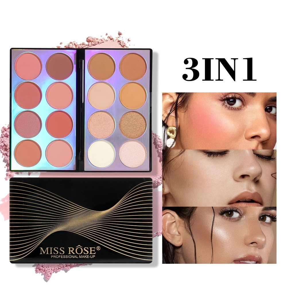 16 Colors Blush Contour Highlighter Makeup Palette, 3inOne Shimmer