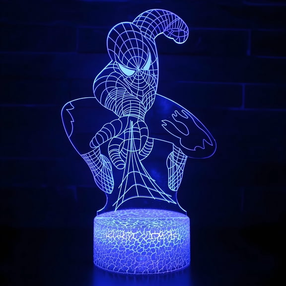16 Colors Night Light 3D Illusion Table Lamp with Touch & Remote Control LED Lamp Spider Anime Led Light Cute Desk Lamp for Artwork Decor Christmas Halloween Birthday Decoration Gifts