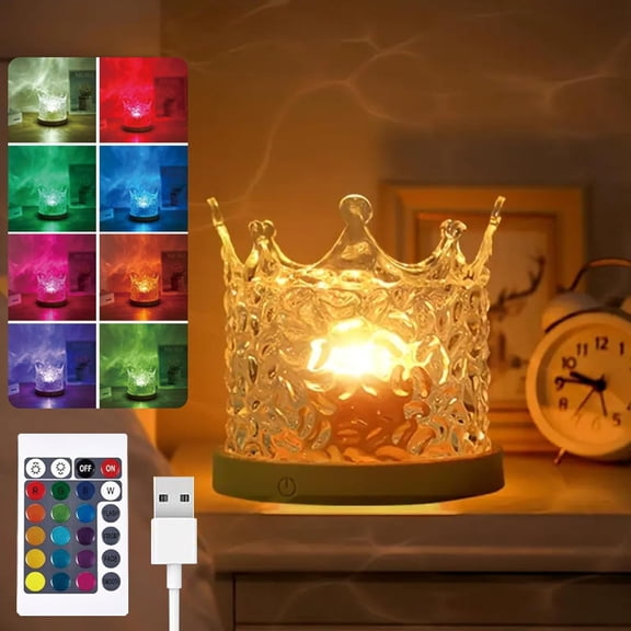 16 Colors Ocean Wave Ceiling Projector, Water Lights Projector, Water Ripple Ambient Night Light with Remote, Touch Control Aurora Projector for Bedroom,Room Decor,Kids Room (Crown)