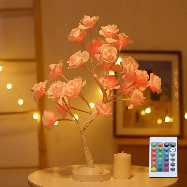 16 Colors RGB Rose Tree Lamp 24 LED Rose Flower Tree Light Best Gift and Home Decor for Wedding Party Festival Valentine s Day