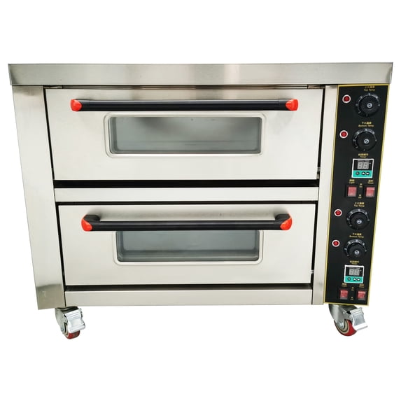 16" Commercial Double-decker Pizza Oven Movable Convection Baking Oven Electric Bread Snack Meat Maker Machine 220V 68℉-572℉