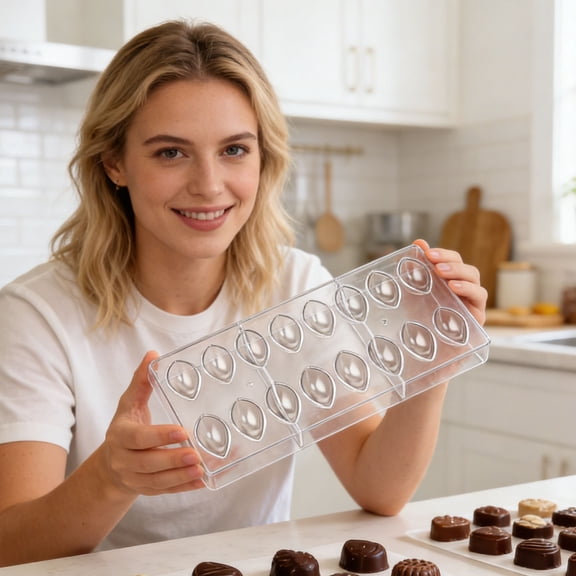 16 Compartment Teardrop Shaped Chocolate Mold Series, Transparent Plastic Baking Tool for DIY Candy and Chocolate, Unique Tear Drop Design for Party Favors and Homemade Treats