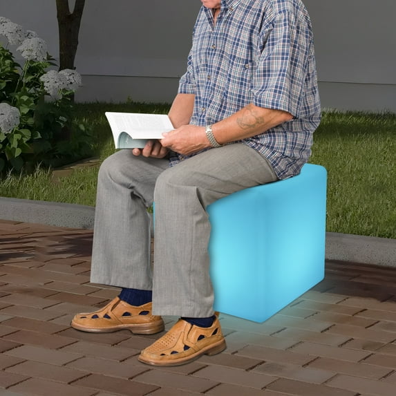 16" Cordless LED Cube Chair Light w/ Remote Control 16 Color Gradient Light up Cubes for Outdoor, 41x41x41cm LED Light Cube Chair Rechargeable