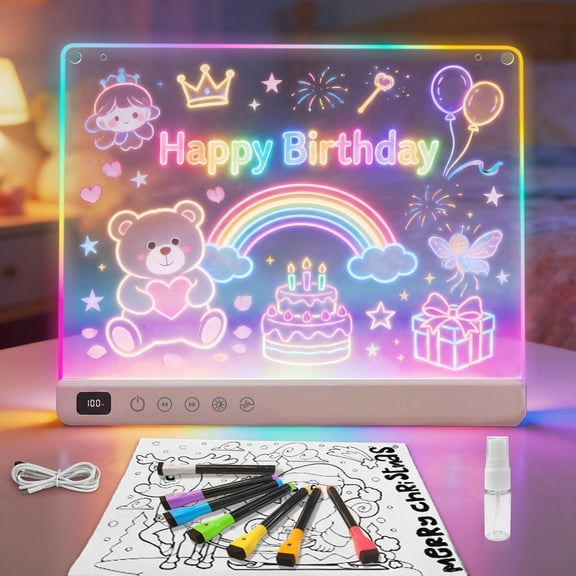 Miraidon 16 Inch LED Drawing Board, Rechargeable Cordless, 8 Colors 6 Light Modes Erasable Sketch Art Pad Gift for Children