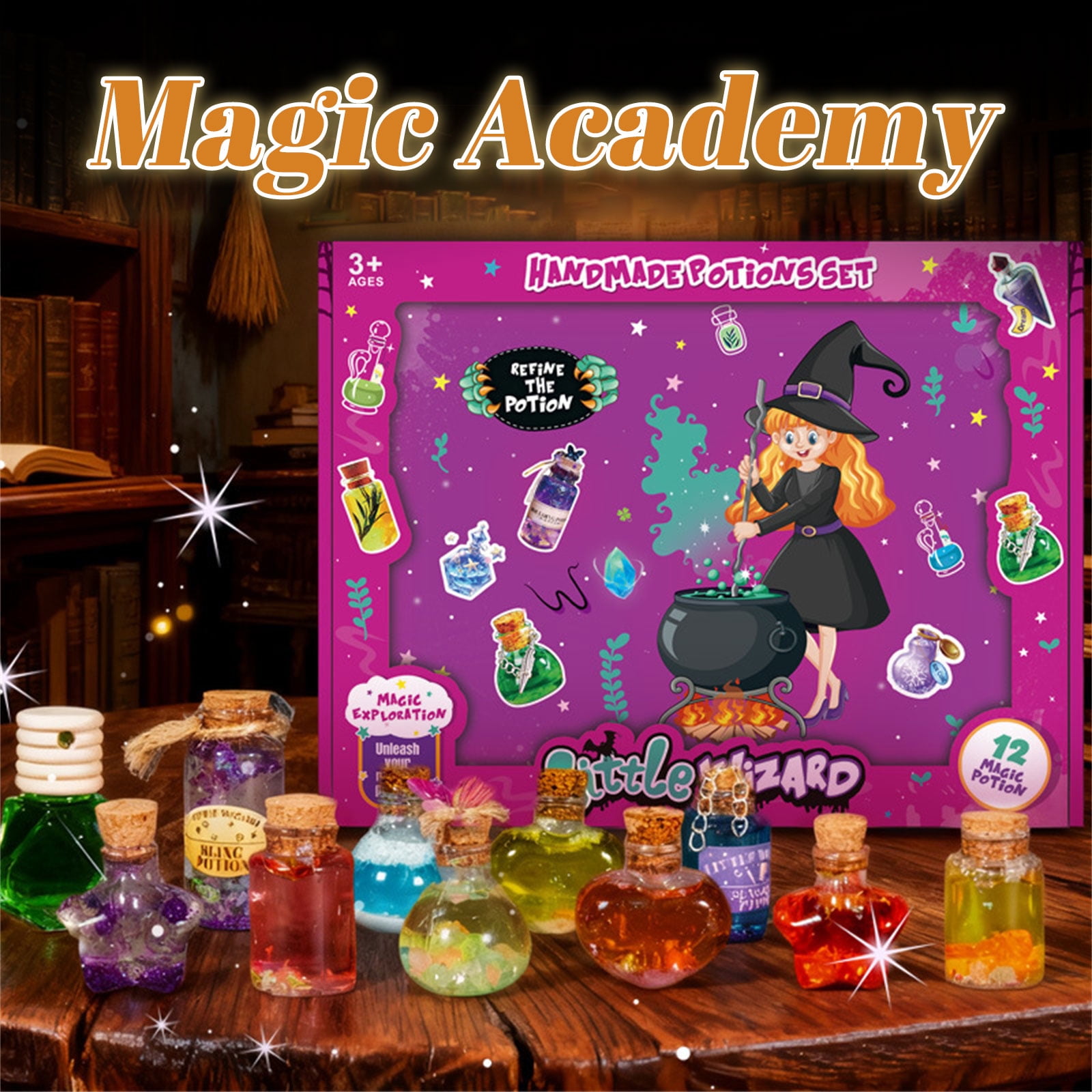 16 Count 50Ml Children's Diy Potion Making Kit With Glow-In-Dark Beads & Recipe Book, Creative Science Craft Set For Kids, Halloween Christmas Birthday Gift For Family Fun