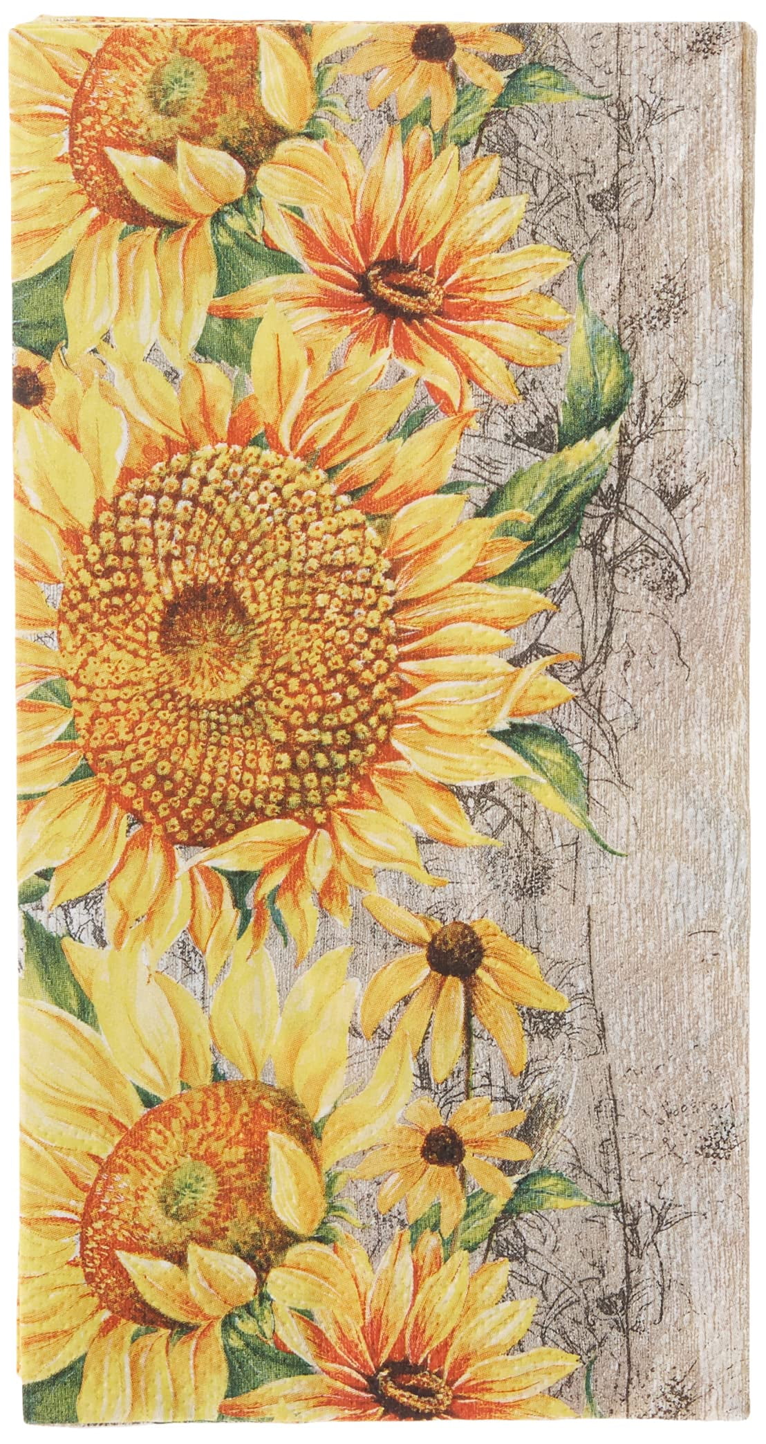 16 Count Boston International 3-Ply Paper Guest Napkins, Le Tournesol Light Brown