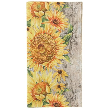 16 Count Boston International 3-Ply Paper Guest Napkins, Le Tournesol Light Brown