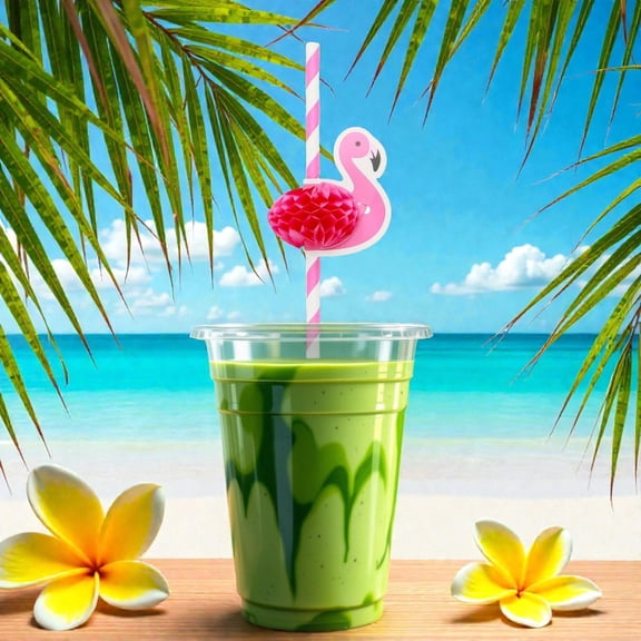 16 Count Flamingo Honeycomb Straws