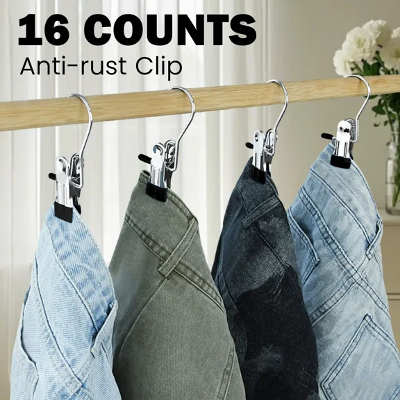16 Counts Boot Hangers Clips, Premium Hooks Hanging Clips, Heavy Duty Closet Hanger Organizer for Home Travel , Multi-Purpose Clips for Laundry Clothes Accessories