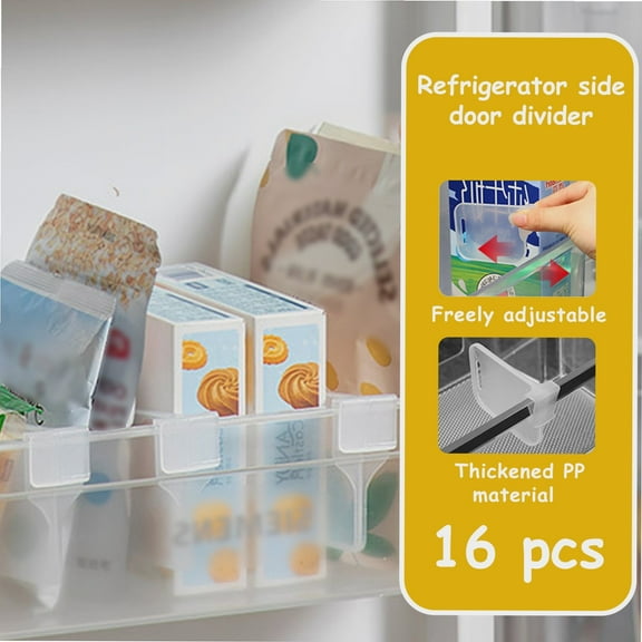 16 Counts Clear Plastic Portable Fridge Drawer Divider, Refrigerator Organizer Bins Partition, Storage Baskets Space Allocator, Drawer Separators Board