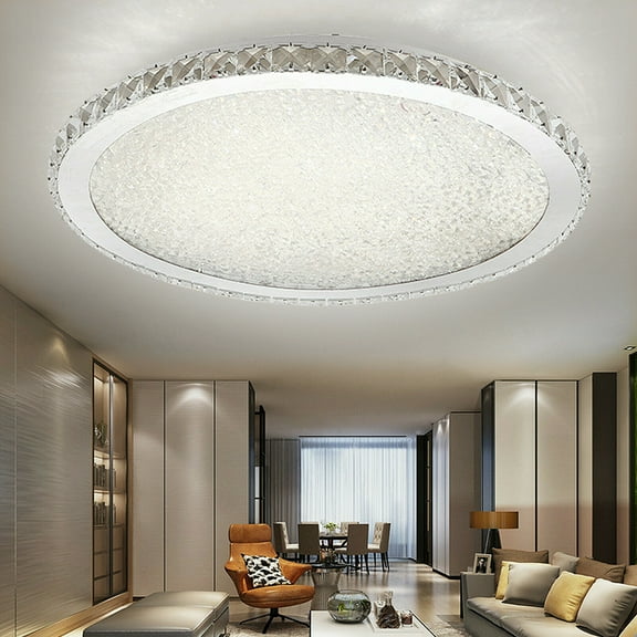 16'' Crystal Round LED Flush Mount Ceiling Light Luxury Modern Indoor Chandelier Modern Crystal Ceiling Light Luxury LED Chandelier Flush Mount Home Lamp Decor  LED Chandelier Pedant Lamp Home